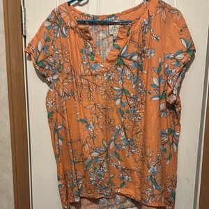 St. John's Bay Orange Short Sleeve Relaxed Blouse